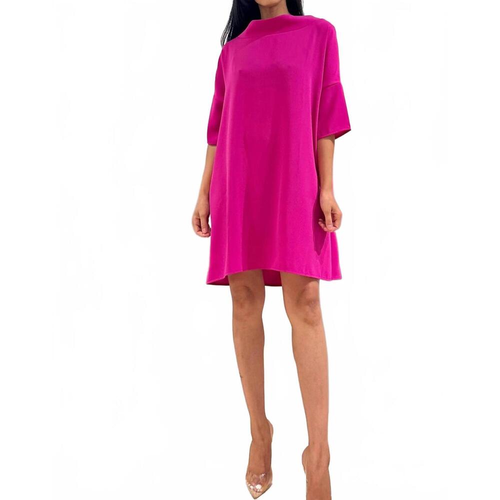 NEW SUZY D audrey cowl neck tunic dress in deep pink